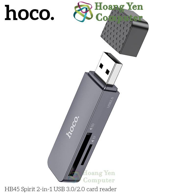 Đầu Đọc Thẻ Nhớ Hoco HB45 cổng USB (Đọc Thẻ Micro SD, SD, Chức năng OTG)  - BH 1 Năm Chính Hãng - Hoangyencomputer