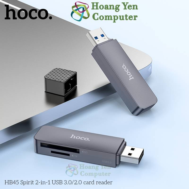 Đầu Đọc Thẻ Nhớ Hoco HB45 cổng USB (Đọc Thẻ Micro SD, SD, Chức năng OTG)  - BH 1 Năm Chính Hãng - Hoangyencomputer