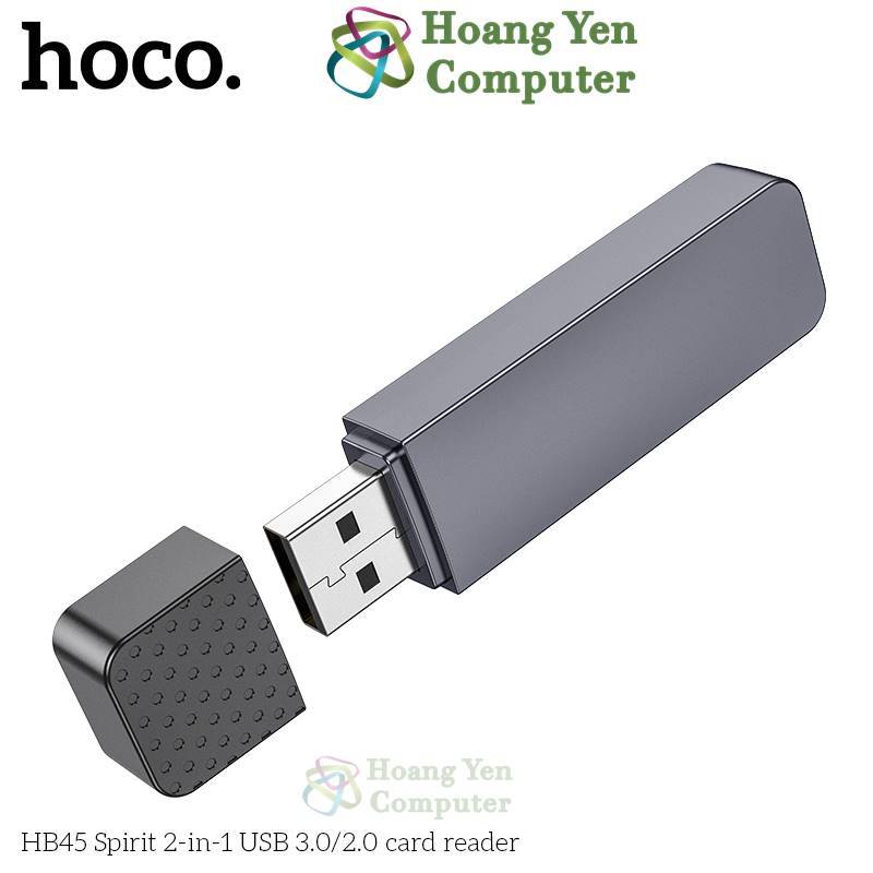 Đầu Đọc Thẻ Nhớ Hoco HB45 cổng USB (Đọc Thẻ Micro SD, SD, Chức năng OTG)  - BH 1 Năm Chính Hãng - Hoangyencomputer