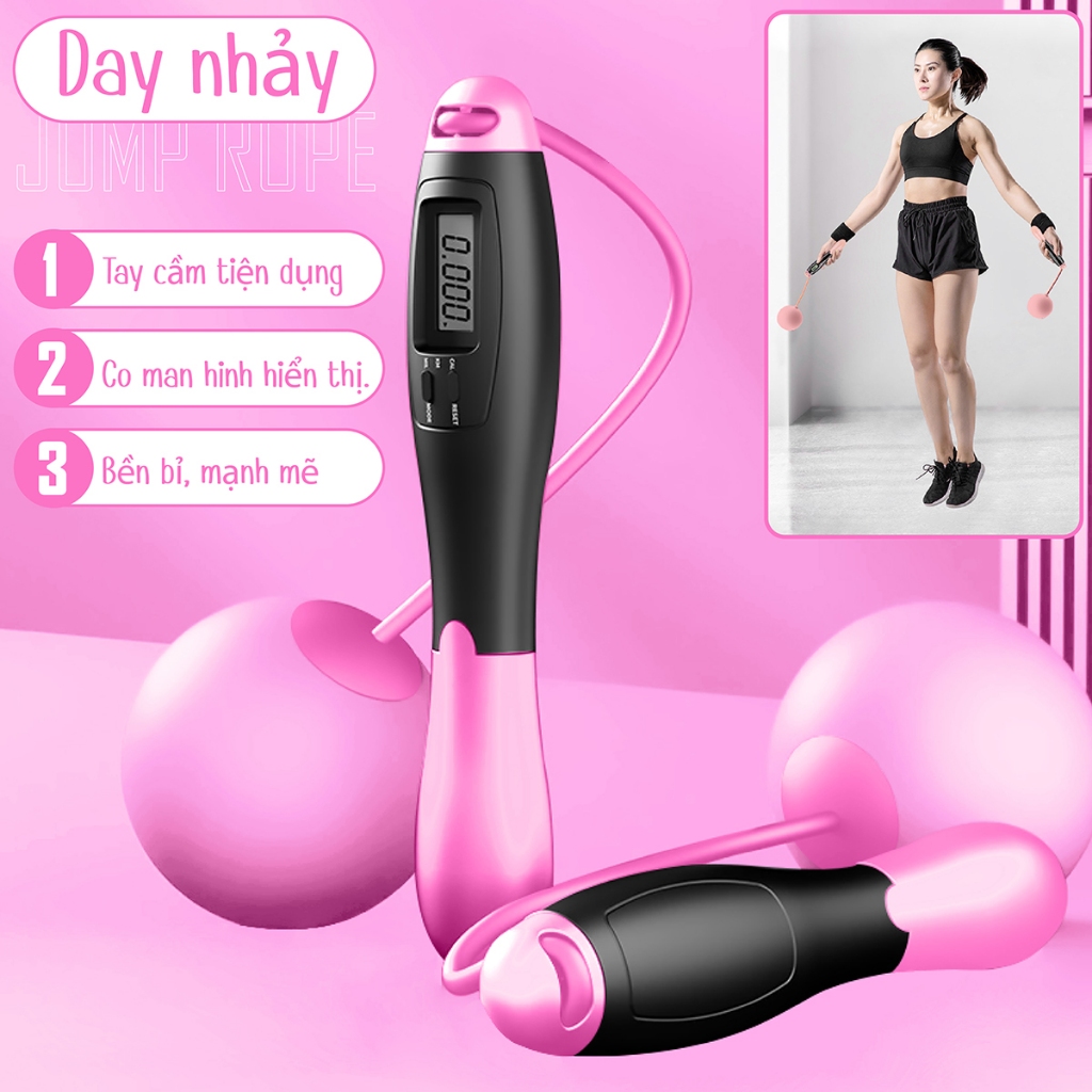 Ảnh Dây Nhảy Thể Lực HỒNG Không Dây, Có Bóng Đếm Số Thể Lực Đàn Hồi, Hỗ Trợ Luyện Tập Thể Dục 2