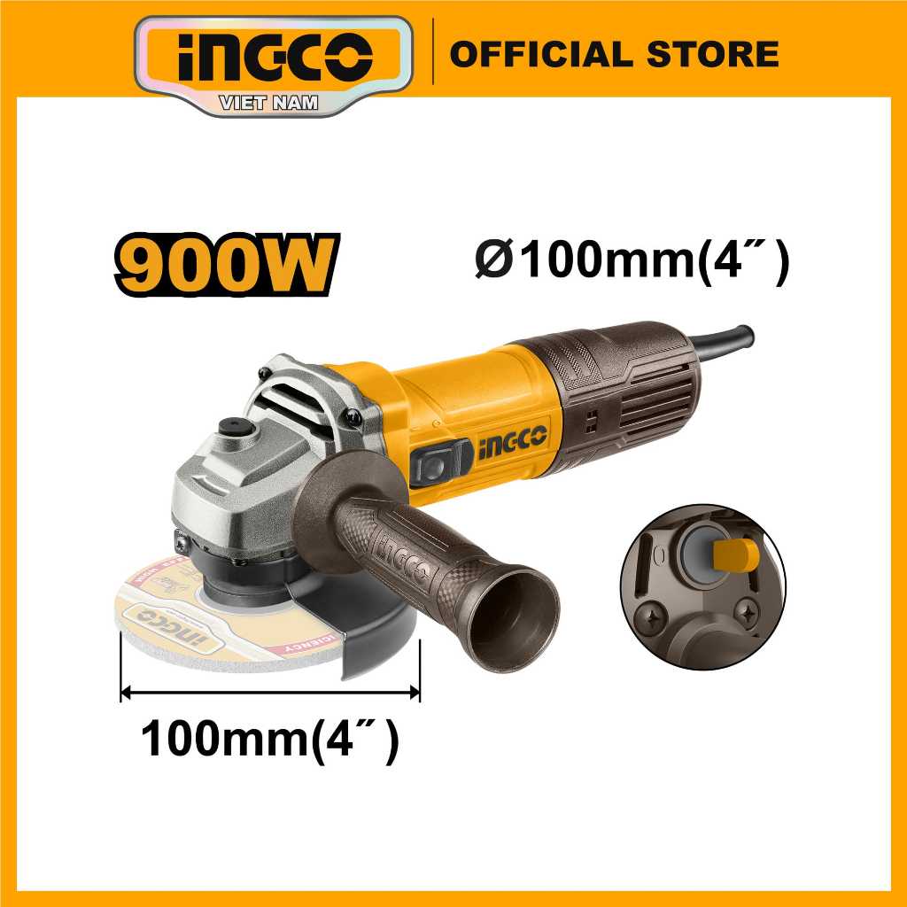 Ảnh Máy mài góc 750W công tắt đuôi INGCO AG750282 | AG900282 900W | AG1100382 1100W | AG71182 710W đĩa 100mm, trục chính M10 3