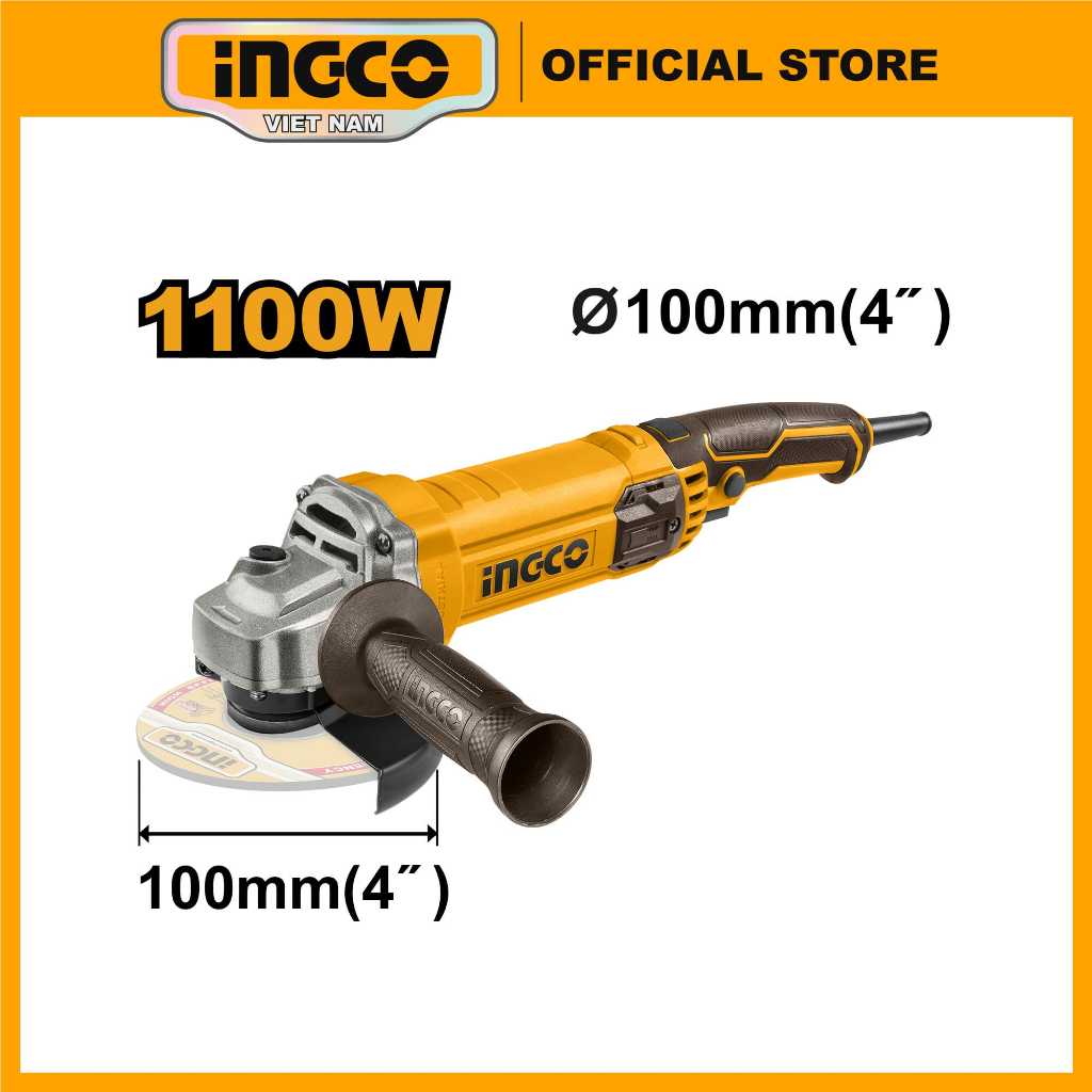 Ảnh Máy mài góc 750W công tắt đuôi INGCO AG750282 | AG900282 900W | AG1100382 1100W | AG71182 710W đĩa 100mm, trục chính M10 4