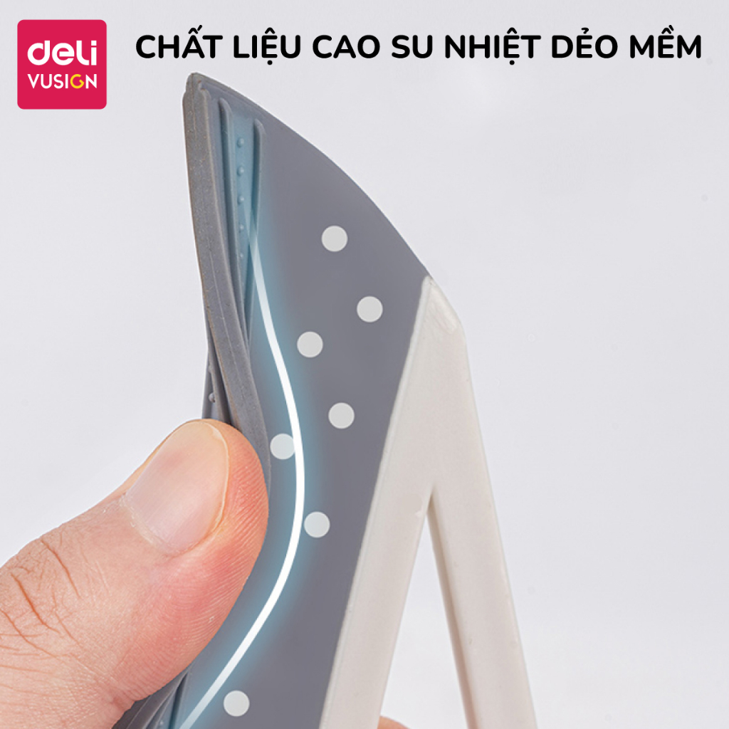 Cây gạt nước sàn nhà, chổi gạt nước nhà tắm Deli Đầu Silicon Xoay 180 độ, Cán Inox