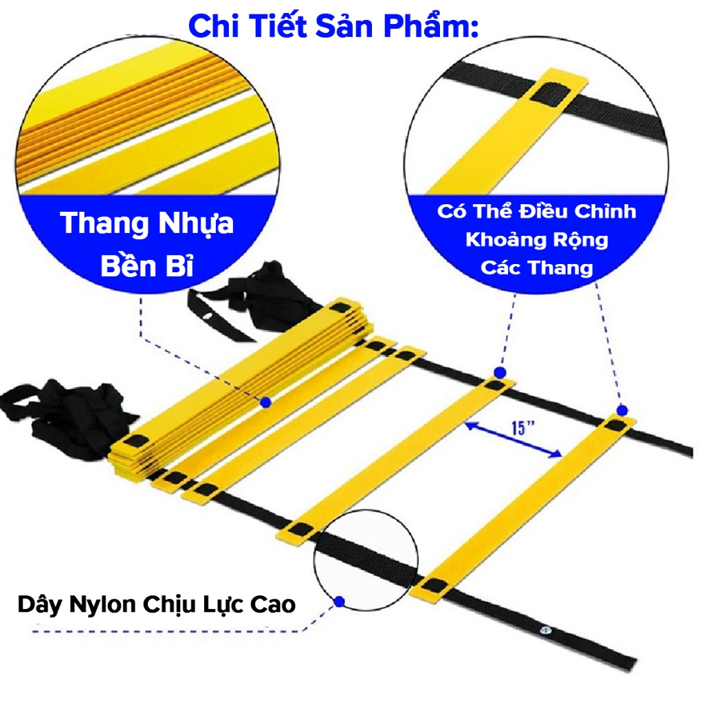 Ảnh Thang Dây Chơi Thể Thao Dài 3m 6m Nối Dài Thêm, Thang Dây Tập Đá Bóng Tập Thể Lực, Võ Thuật, Gym Chính Hãng Amalife 4