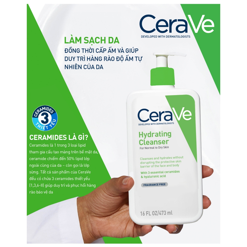 Ảnh Sữa rửa mặt Cerave Foaming Cleanser, CeraVe Hydrating Cleanser, SA Cleanser cho mọi loại da 88ml, 236ml, 473ml 2
