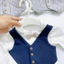 H.M Body suit /áo liền thân dài tay cổ nơ công tử mặc đầy tháng cho bé