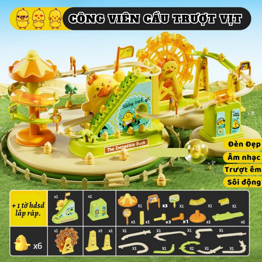 Đồ Chơi Cầu Trượt Vịt Vàng Leo Thang Vịt Leo Cầu Thang Công Viên  Cầu Trượt Vịt Vàng Có Đường Hầm - Đồ Chơi PUPU HOUSE