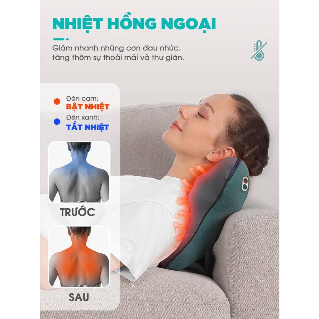 Ảnh Gối Massage Đa Năng Nhiệt Hồng Ngoại KINGTECH KP-500 - Chuyên Sâu Cổ Vai Gáy, Thắt Lưng - Chính Hãng 2