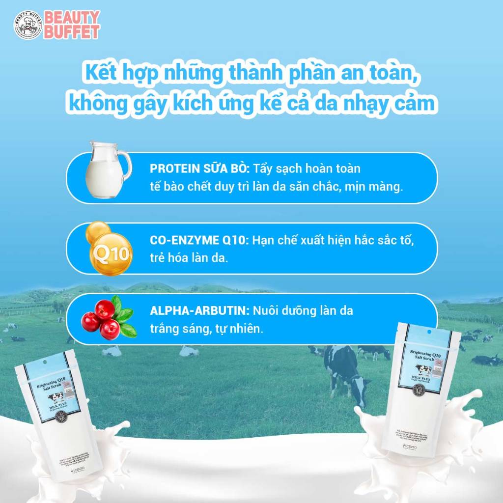 Ảnh Muối tẩy tế bào chết dưỡng sáng Scentio Milk Plus Brightening Q10 Salt Scrub 300g 3