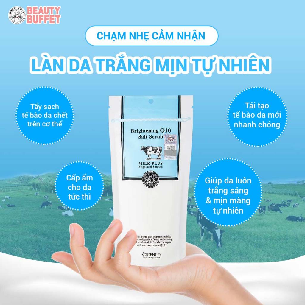 Ảnh Muối tẩy tế bào chết dưỡng sáng Scentio Milk Plus Brightening Q10 Salt Scrub 300g 2