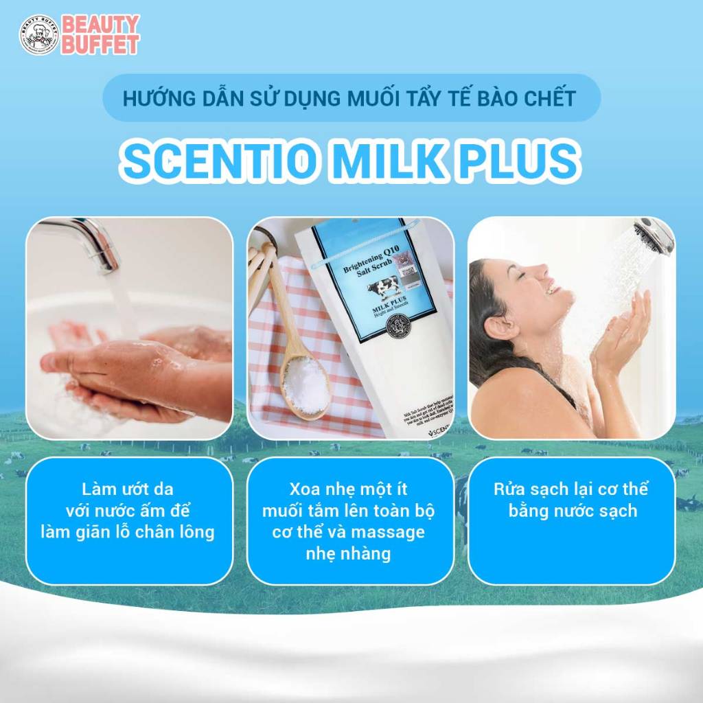 Ảnh Muối tẩy tế bào chết dưỡng sáng Scentio Milk Plus Brightening Q10 Salt Scrub 300g 4