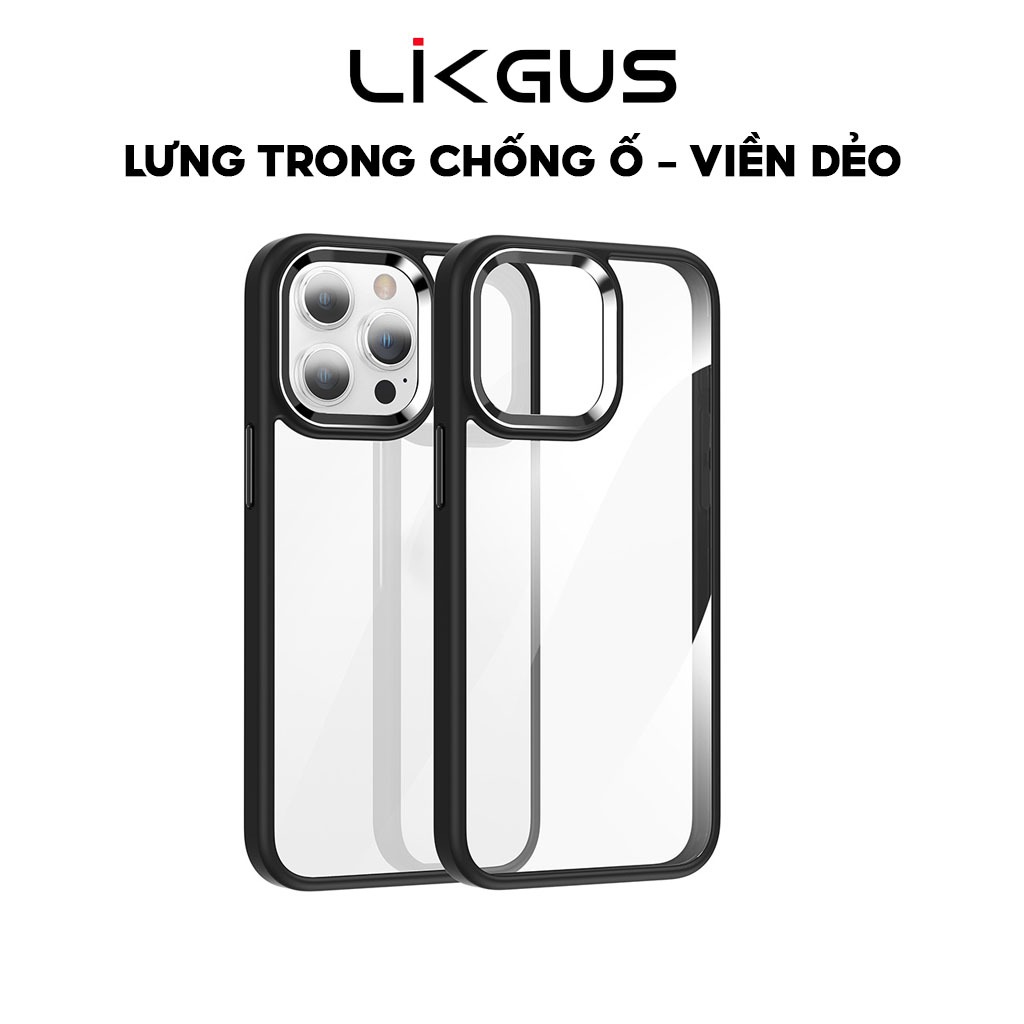 Ảnh Ốp Lưng Trong Cứng Likgus Chống Ố Vàng Dùng Cho IP 12-13-14-15-Pro-Plus-Promax - Viền Gờ Cam Kim Loại Siêu Đẹp 2