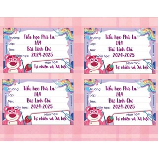 Nhãn vở cute, In sẵn tên + lớp học - Set nhãn bóc dán dễ dàng (Mẫu mới 2025)