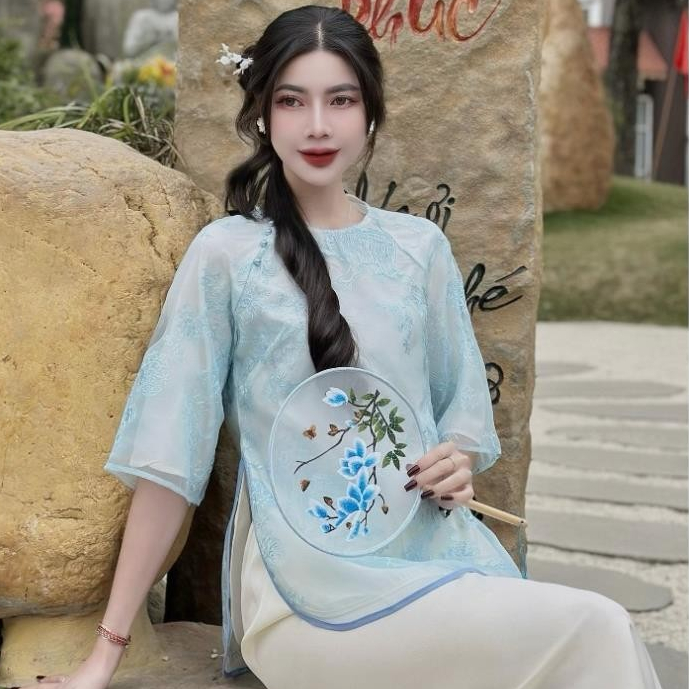 P04 - Pháp Phục Lam Voan Tơ Thêu Cao Cấp