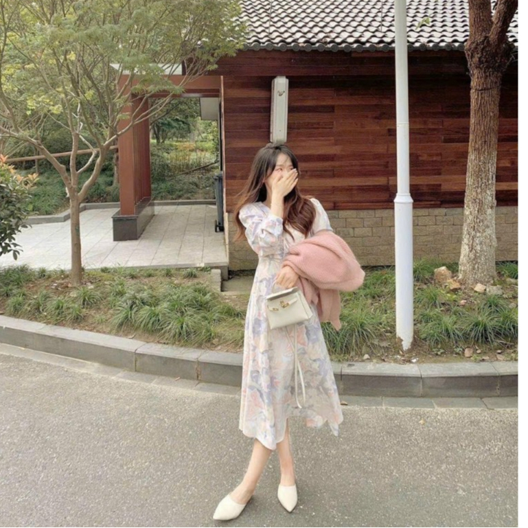 EMILY DRESS - ĐẦM CỔ V NHẤN NƠ THANH LỊCH