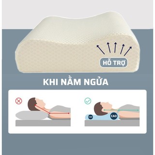 Gối Cao Su Non Chống Ngáy Chống Đau Mỏi Vai Gáy Mềm Mại Êm Ái - Cao Su TỰ NHIÊN-Gối cao su non chống ngáy