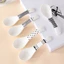 Set 5 muỗng thìa sứ cao cấp chịu nhiệt, họa tiết basic đen trắng hiện đại kèm hộp đựng sang trọng