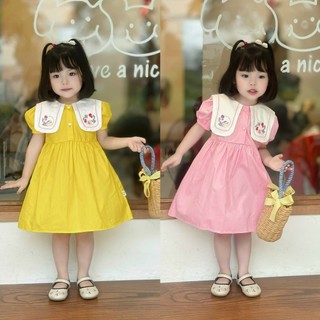 Váy Hè Bé Gái , Đầm Bé Gái Dáng suông xòe hoạ tiết Thêu Thỏ Xinh Xắn cho bé 9-26kg 1-6 N0127