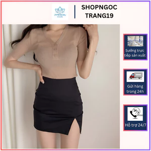 Chân Váy Bút Chì Dáng Ngắn Sẻ Đùi Phù Hợp Mặc Đi Làm Đi Chơi_SHOPNGOCTRANG19_Chất Liệu Umi Hàn_CV130NT