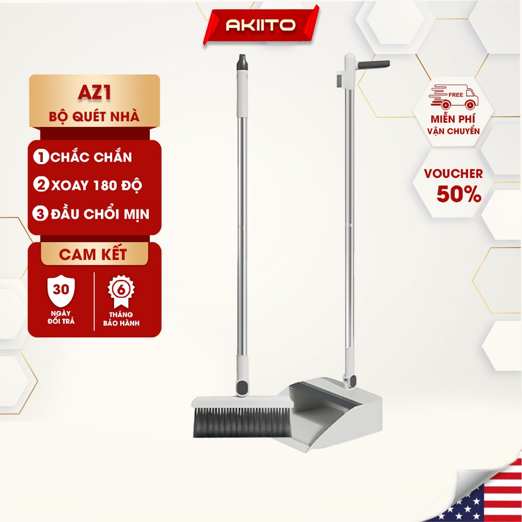 Bộ chổi quét nhà kèm đồ hốt rác gấp gọn đa năng AKIITO AZ1 | Shopee ...
