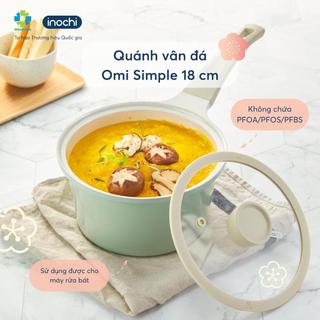 Quánh Chống Dính Inochi 18cm - Đáy Từ, Vân Đá, Chống Dính Cao Cấp, Dùng Mọi Bếp, Có Nắp