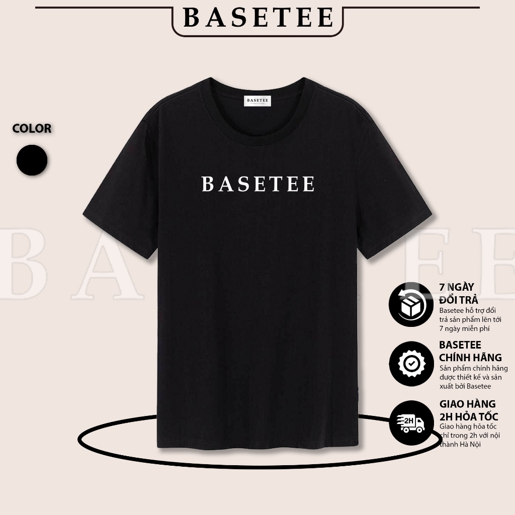 Áo thun đen in hình Basetee mềm mịn co dãn thấm hút mồ hôi đủ size 40-100kg form rộng Basetee Unisex