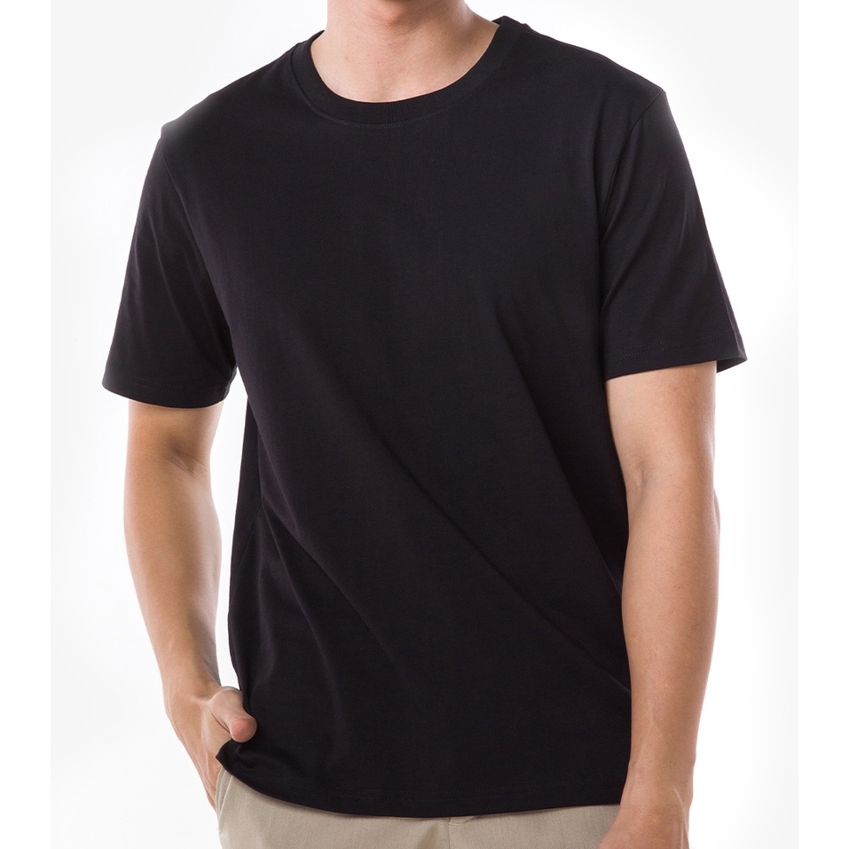 Áo thun đen trơn Basic mềm mịn co dãn thấm hút mồ hôi 40-100kg form suông Unisex Basetee