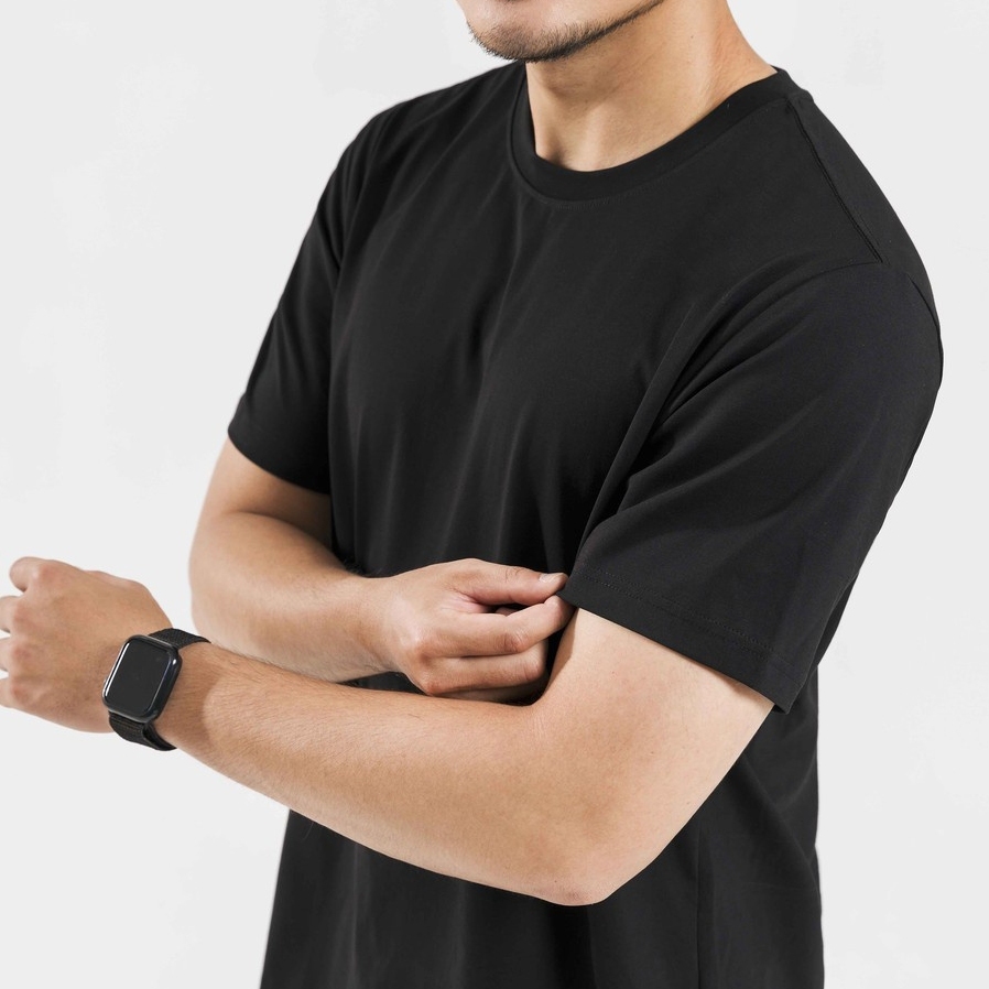Áo thun đen trơn Basic mềm mịn co dãn thấm hút mồ hôi 40-100kg form suông Unisex Basetee