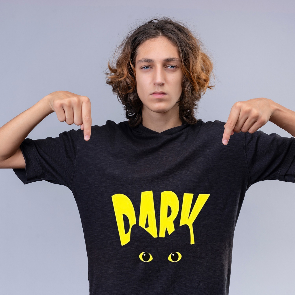 Áo thun đen in hình Dark Cat co dãn thấm hút mồ hôi đủ size 40-100kg form rộng Basetee Unisex