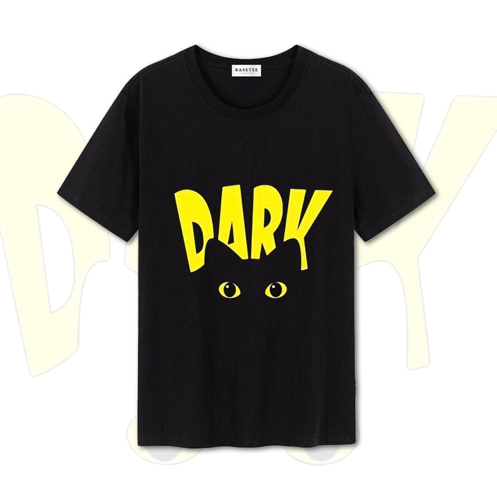 Áo thun màu in hình Dark Cat co dãn thấm hút mồ hôi đủ size 40-100kg form rộng Basetee Unisex