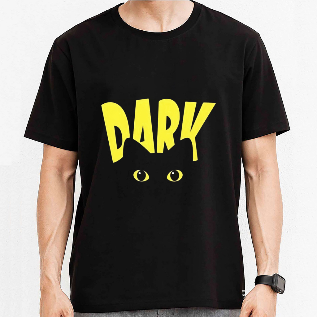Áo thun đen in hình Dark Cat co dãn thấm hút mồ hôi đủ size 40-100kg form rộng Basetee Unisex