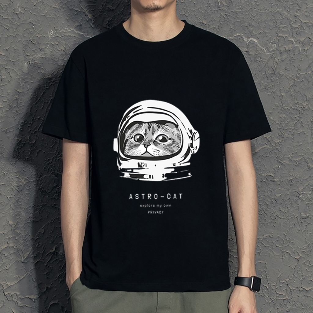 Áo thun in hình Astro Cat mềm mịn co dãn thấm hút mồ hôi đủ size 40-100kg form rộng Basetee Unisex