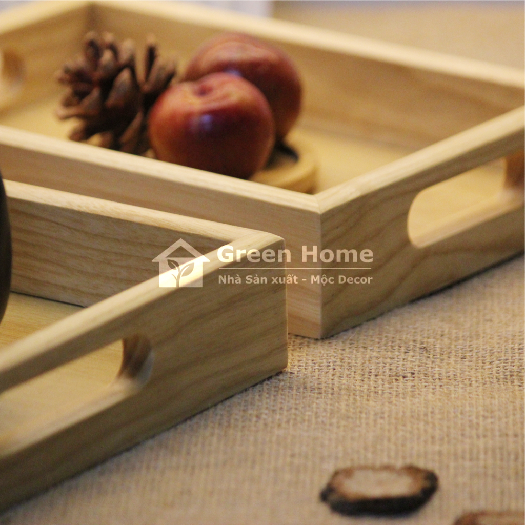 Khay Gỗ Đa Năng Cao Cấp Có Tay Cầm Dày 4cm Dùng Để Bưng Bê Đồ Ăn Đồ Uống Nhà Hàng, Khách Sạn, Cafe