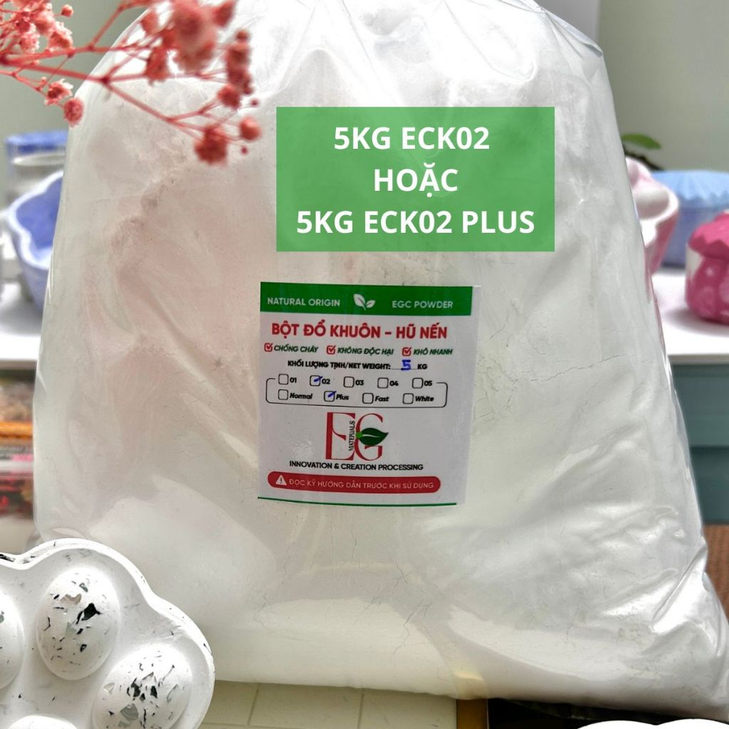 [Combo 5 KG] ECK02 PLUS  Bột Đúc Khay Tượng Nâng Cao DIY chuyên dụng chống cháy, tháo khuôn nhanh, độ cứng cao, an toàn