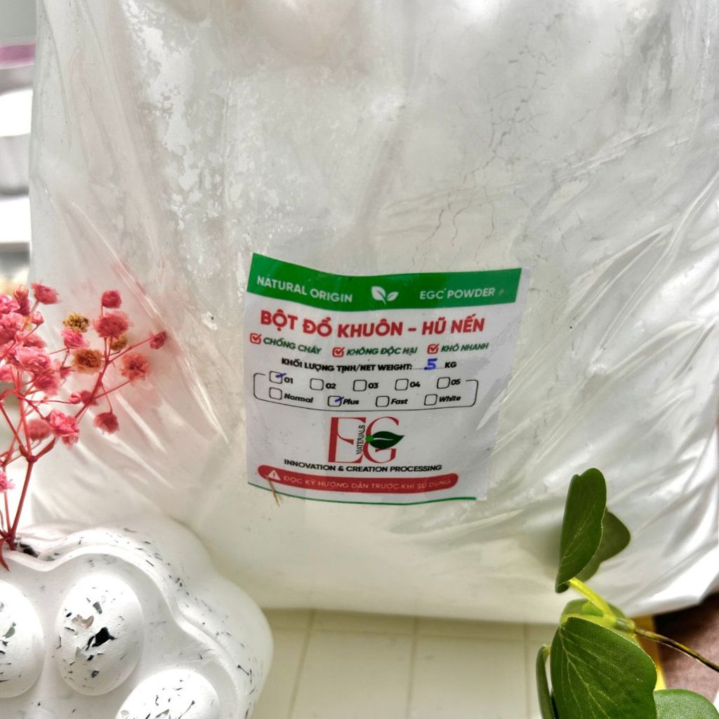 [5kg] ECK01 PLUS bột đúc khay, hũ nến cao cấp, tượng chuyên dụng tháo khuôn sớm, độ cứng cao, chống cháy và an toàn