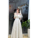 Váy cô dâu đi bàn cô dâu lilystore đầm xoè cúp ngực đính hoa + trễ vai nơ siêu xinh ( hàng có sẵn) full size s/m/l/xl  — ảnh 3