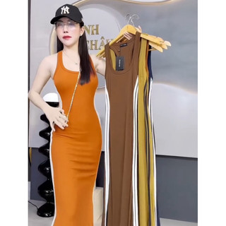 Đầm 3 lỗ đuôi cá sát nách viền sọc siêu tôn dáng( có phom Bigsize 63-75kg)