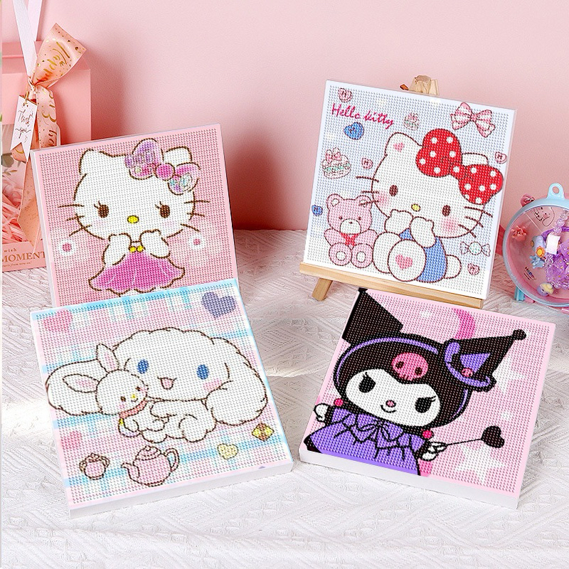 Bộ tranh gắn đá hoạt hình DIY 30x30cm nhiều mẫu (combo kèm khung hình và dụng cụ)