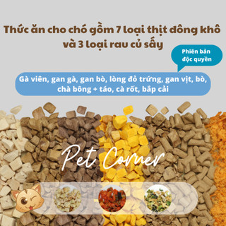 Hạt mix cao cấp cho cún trộn thịt bò, gà, tôm, cá, lòng đỏ trứng, rau củ quả - Thức ăn hạt cho chó kén ăn