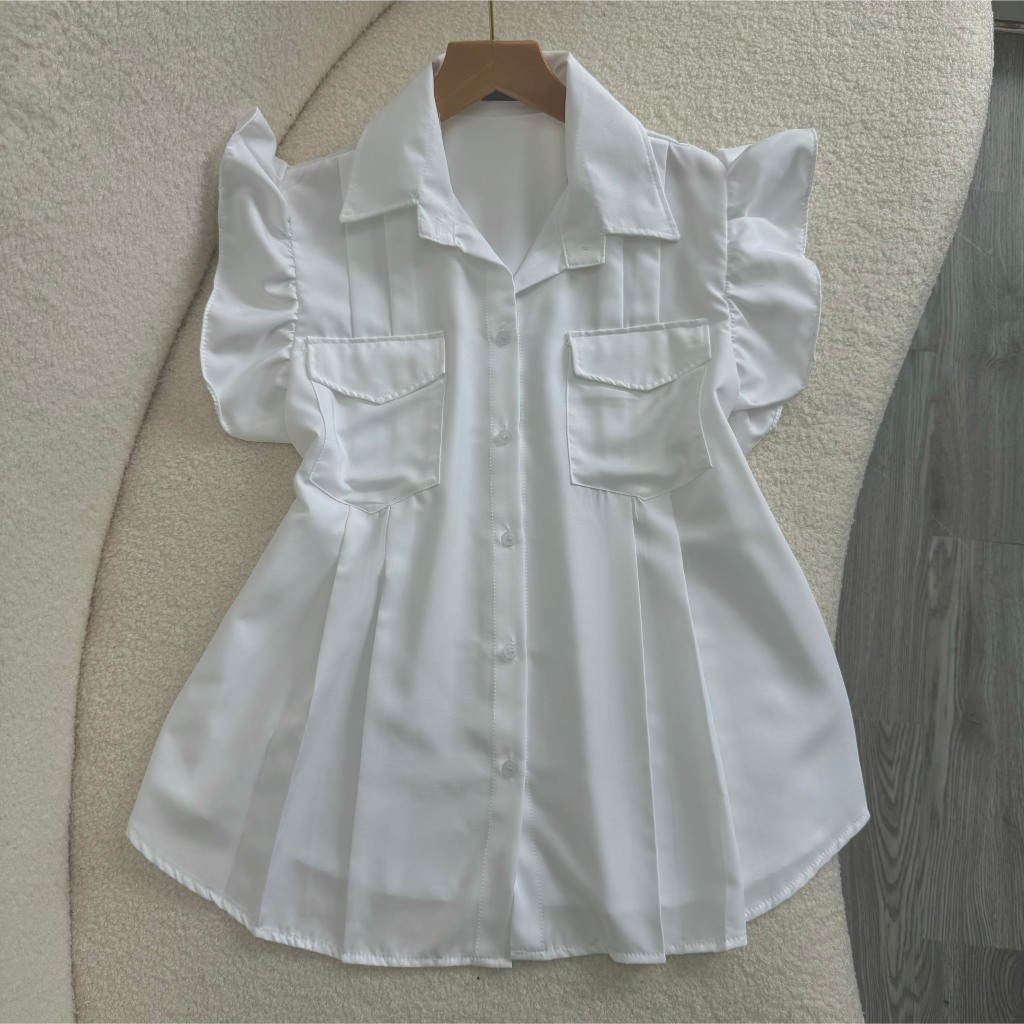 Áo Sơ Mi Cánh Tiên Bigsize Nữ Có Túi 2 Bên Phom Rộng Dễ Thương Tôn Dáng Chất Vải Lụa Chéo Mềm Mịn SM35