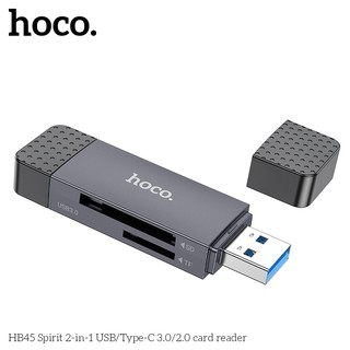 Đầu đọc thẻ nhớ 2in1 Hoco HB45 đầu USB 3.0 & TypeC - hỗ trợ khe microSD/SD (Xanh Dương)
