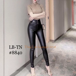 Quần da dáng dài cạp cao 3 cúc Mã TLB#8840