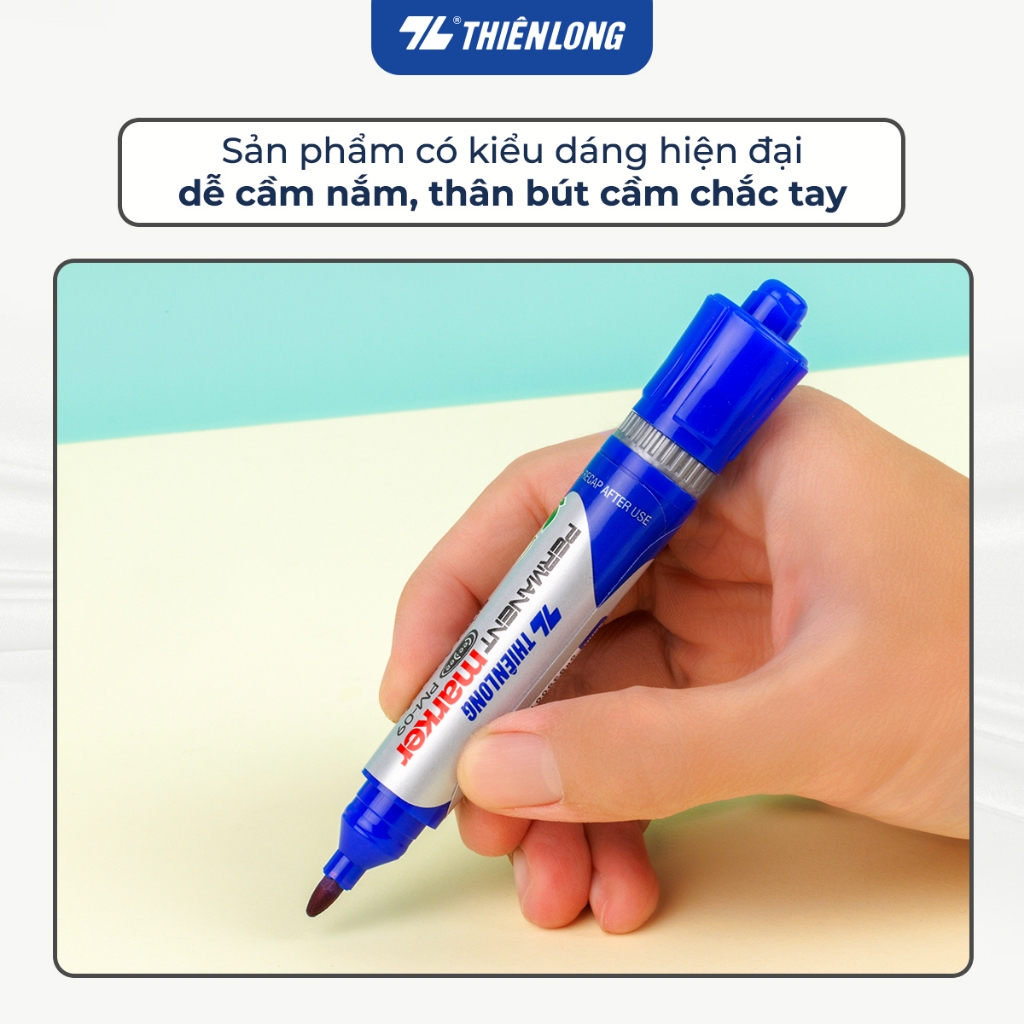 Ảnh Combo 5/10/20 Bút lông dầu 2 đầu bút Thiên Long PM-09, mực đạt tiêu chuẩn Châu Âu, bám dính tốt trên nhiều vật liệu 4