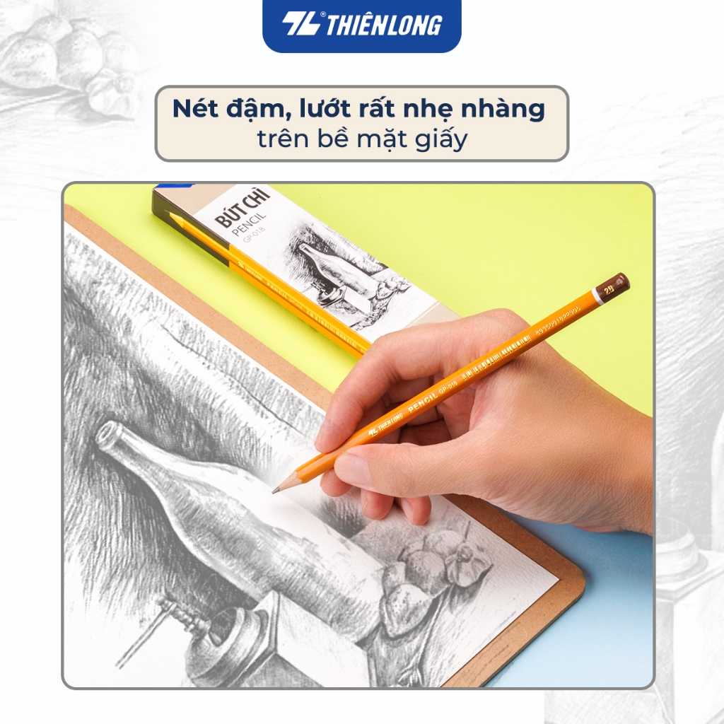 Ảnh Combo 5 Bút chì gỗ 2B Thiên Long, Viết chì chuốt nét đậm, đen, thân lục giác dành cho học sinh luyện viết chữ đẹp GP-018 3