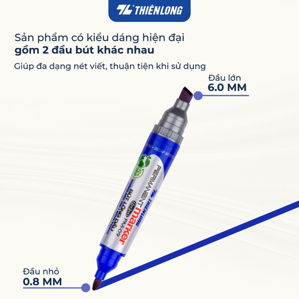 Ảnh Combo 5/10/20 Bút lông dầu 2 đầu bút Thiên Long PM-09, mực đạt tiêu chuẩn Châu Âu, bám dính tốt trên nhiều vật liệu 2