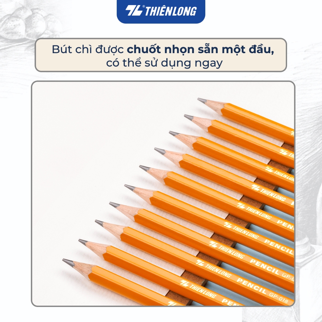 Ảnh Combo 10 cây Bút chì gỗ lục giác Thiên Long GP-018- Độ cứng 2B- Thích hợp cho học sinh làm bài thi trắc nghiệm 1