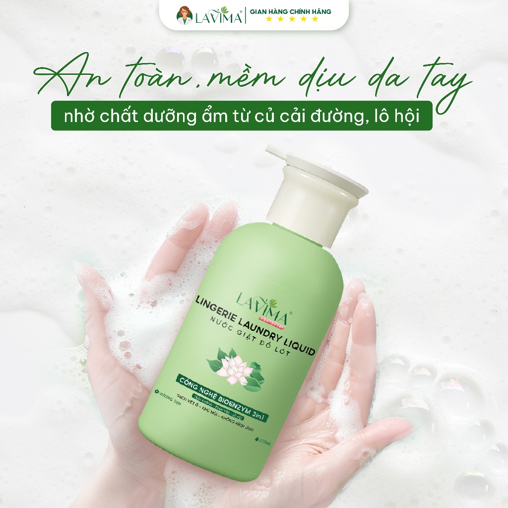 Ảnh Nước giặt đồ lót Sinh học Thế hệ mới Lavima Protect 4.0 300ml - X3 Enzyme giúp sạch vết ố, kháng khuẩn, kháng nấm 3