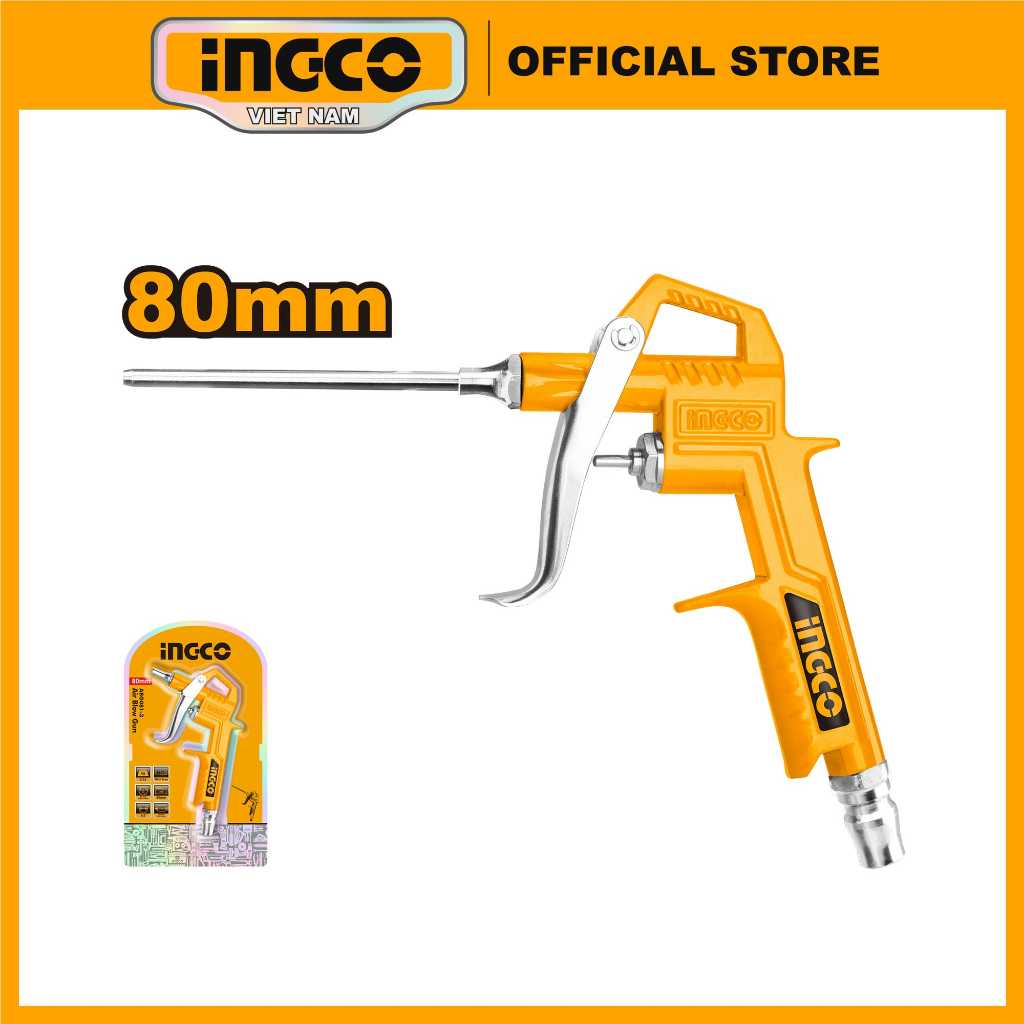 Ảnh Đầu súng thổi khí nén máy hơi INGCO đầu vòi ngắn 16mm ABG031-3 | đầu vòi dài 80mm ABG081-3 1