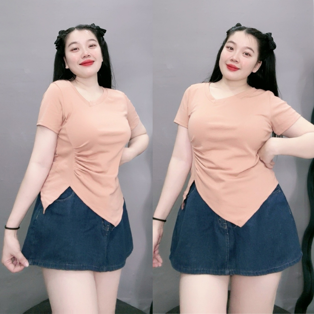 Áo Thun Cổ Tim Bigsize Lên Phom Tôn Dáng Che Bụng Cực Dễ Thương MÃ A40