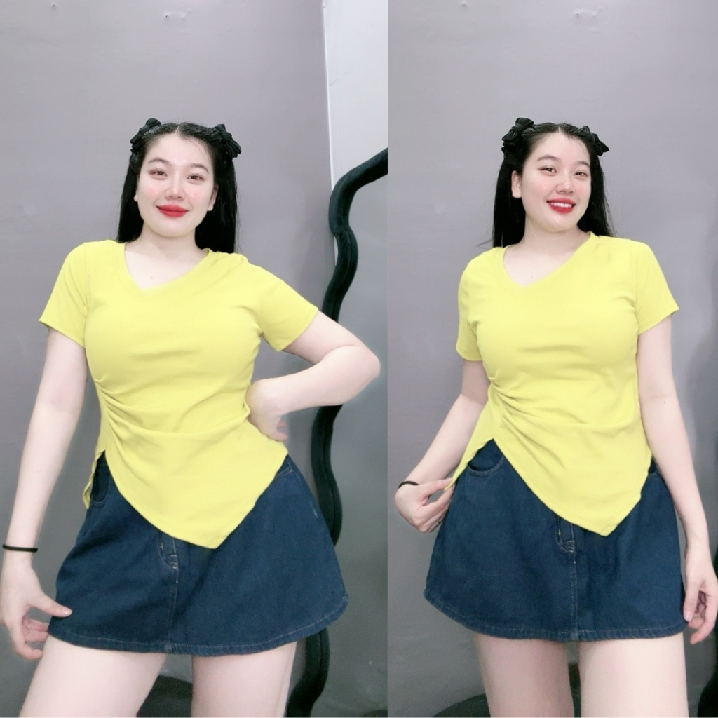 Áo Thun Cổ Tim Bigsize Lên Phom Tôn Dáng Che Bụng Cực Dễ Thương MÃ A40